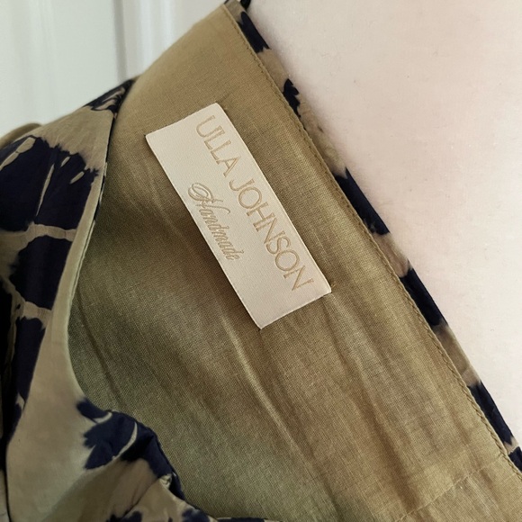 Ulla Johnson Navy & Green Ember Wrap-Effect Tie-Dyed Cotton-Voile Midi Skirt Sz6 - Picture 8 of 8